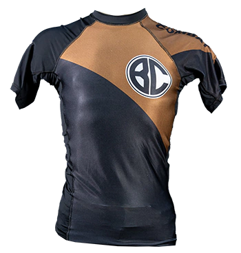 Rash Guard New Age Manga Curta Preto e Marrom