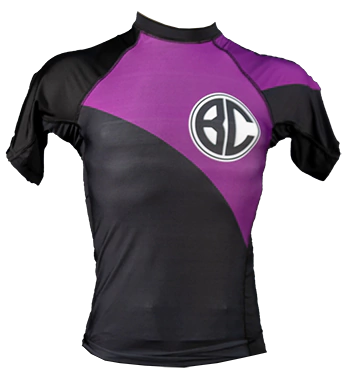 Rash Guard New Age Manga Curta Preto e Roxo