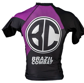 Rash Guard New Age Manga Curta Preto e Roxo