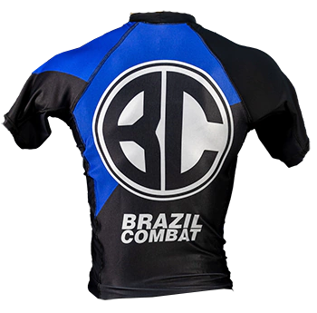 Rash Guard New Age Manga Curta Preto e Azul